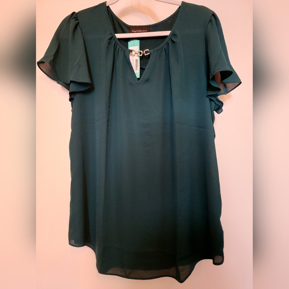 NWT Fortune & Ivy Kelly Green Blouse from Stitchfix - Picture 5 of 11